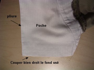 couper la poche usée